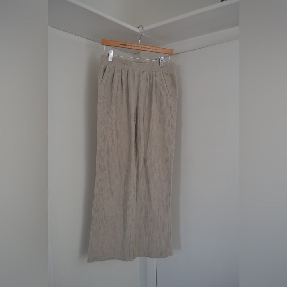 Beige Wide-Leg Pants